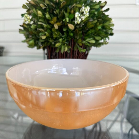 Anchor Hocking "Fire King" Peach Luster Pie Dishes & Nesting Bowl Set of 3 USA - Picture 5 of 9